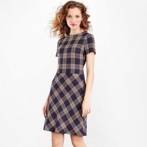 Brooks Brothers Size 12 Plaid Italian Wool Blend Drop Waist Dress